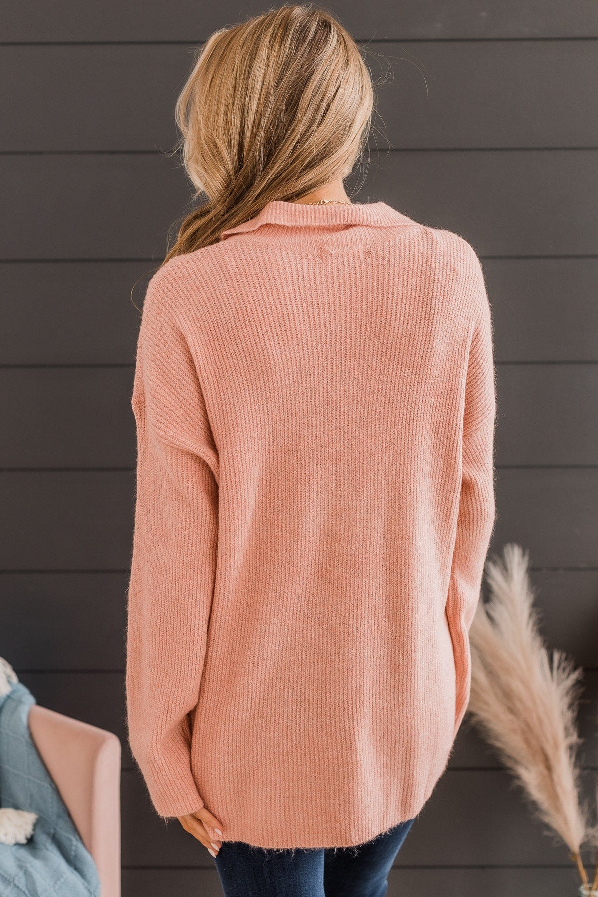 Just Like A Dream Button Knit Top- Rose Pink