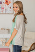 Told You So Color Block Top- Heather Grey & Mint Blue