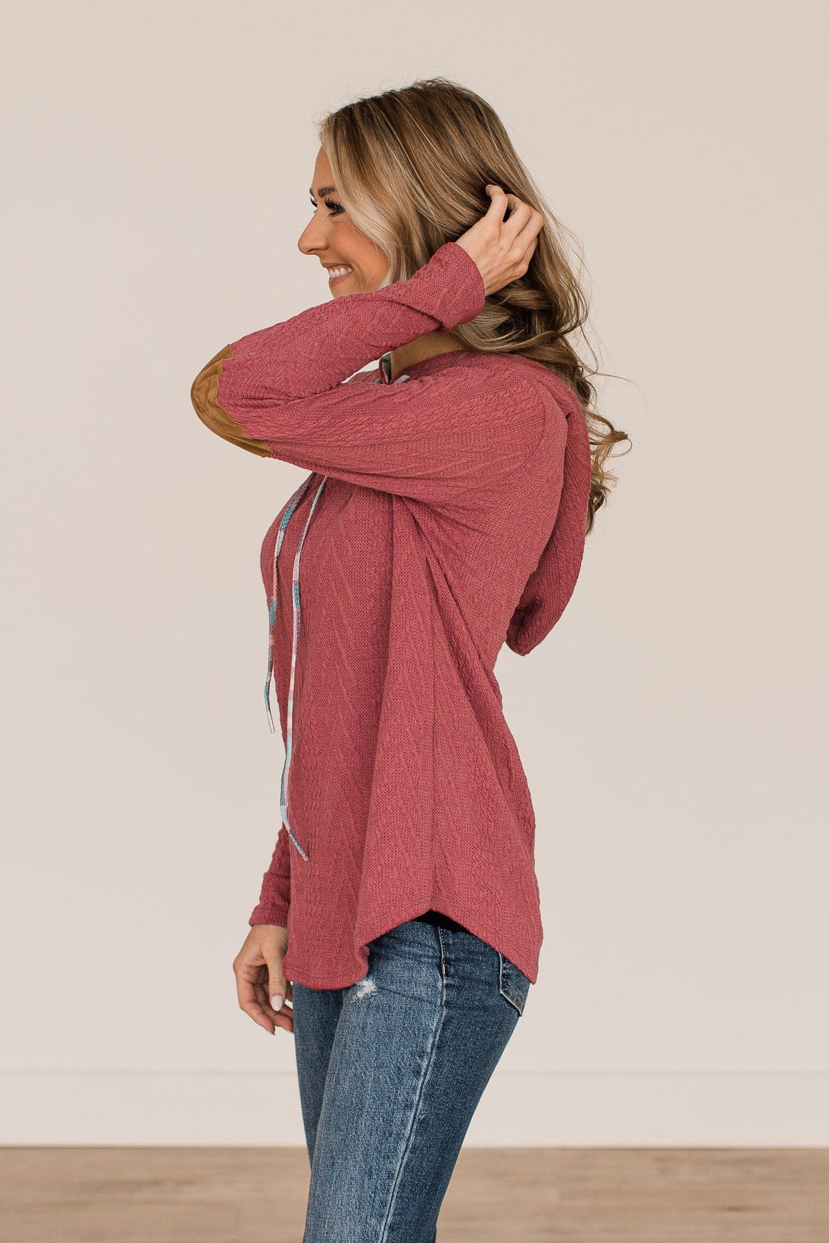 Can't Resist Hooded Knit Top- Berry