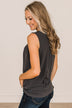 Just Be Yourself Sleeveless Top- Charcoal