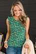 Late Night Romance Floral Knit Top- Green