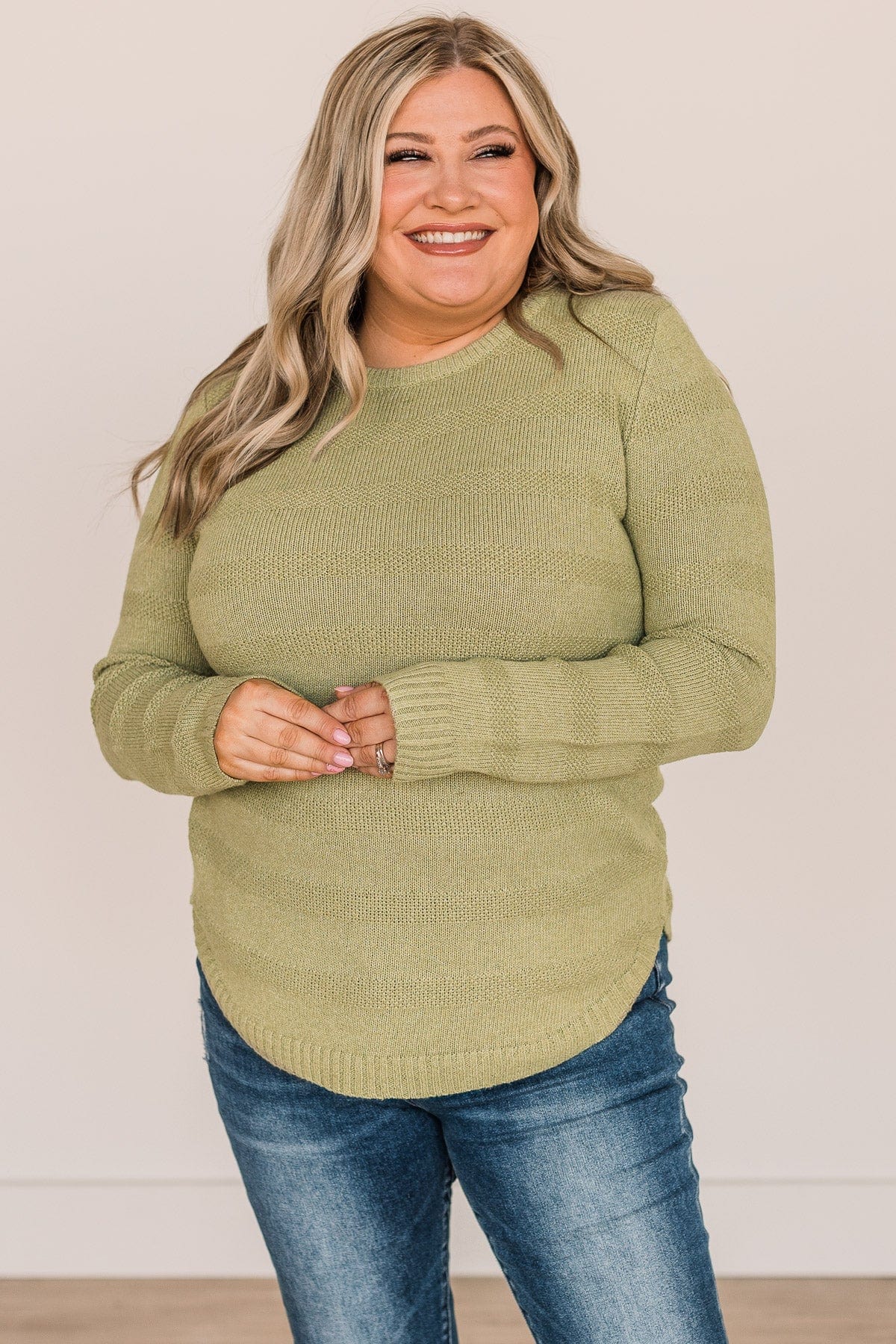 Making It Look Easy Knit Sweater- Sage
