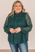Mesmerizing Sights Swiss Dot Blouse- Hunter Green