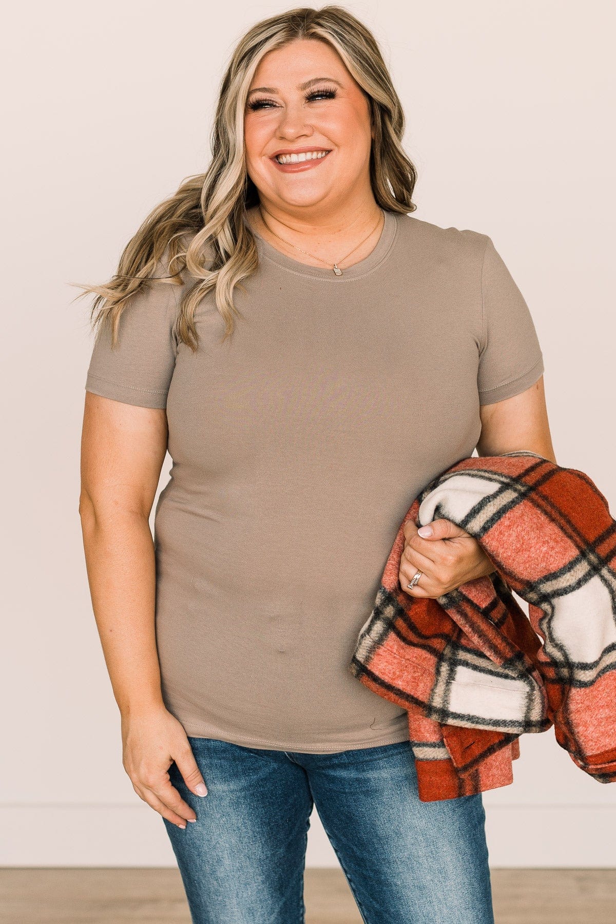 Casual Outings Short Sleeve Top- Taupe