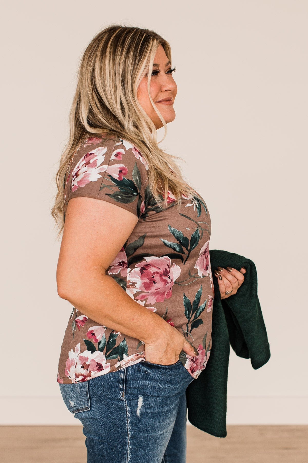 Always On My Mind Floral Top- Mocha