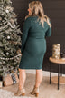 Let's Dance Long Sleeve Knit Dress- Hunter Green