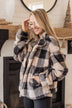 Ambitious Feelings Plaid Sherpa Jacket- Black & Tan