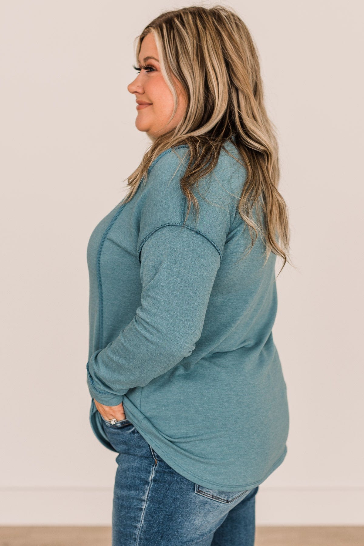 Captivating Love Long Sleeve Top- Vintage Teal