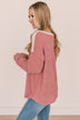 Take Your Chance Button Knit Top- Ivory & Dusty Rose