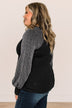 About Last Night Shimmer Sleeve Top- Black & Silver
