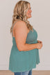 Always Be Together Striped Babydoll Tank Top- Teal & Ivory