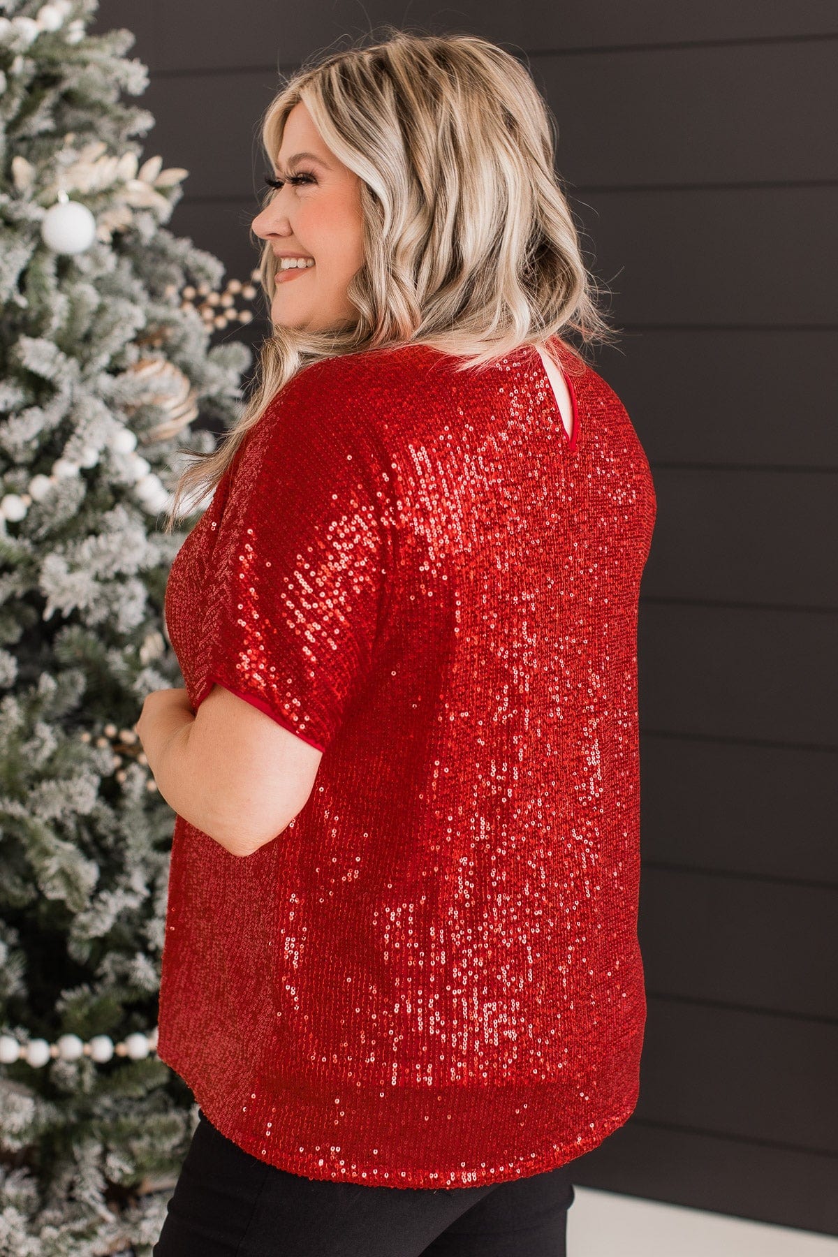 Red sequin shop holiday tops