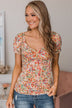 Bloom Again Short Sleeve Floral Top- Ivory