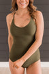 Summer At The Shore One-Piece Swimsuit- Olive