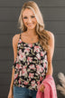 All In Good Time Floral Tank Top- Black
