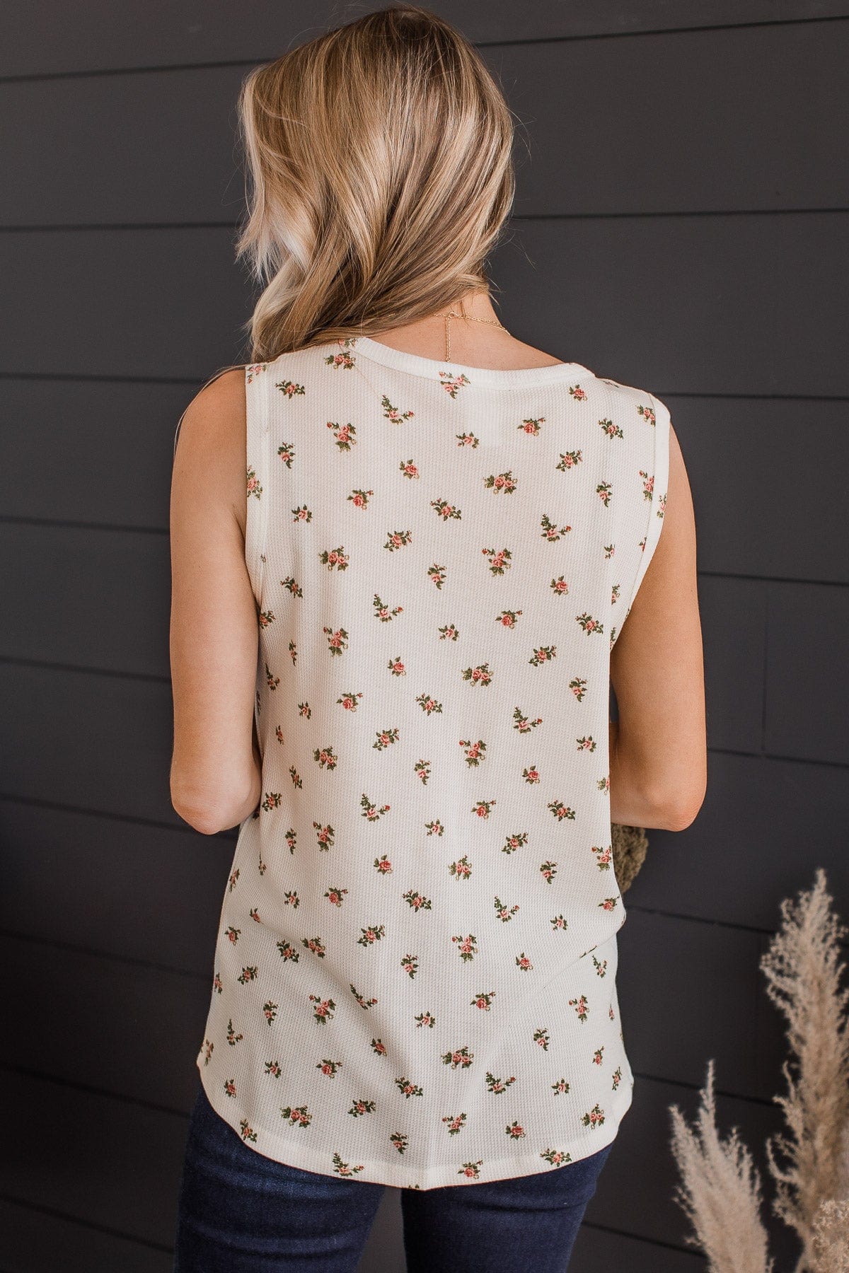 Wildflowers Bloom Floral Tank Top- Ivory & Pink