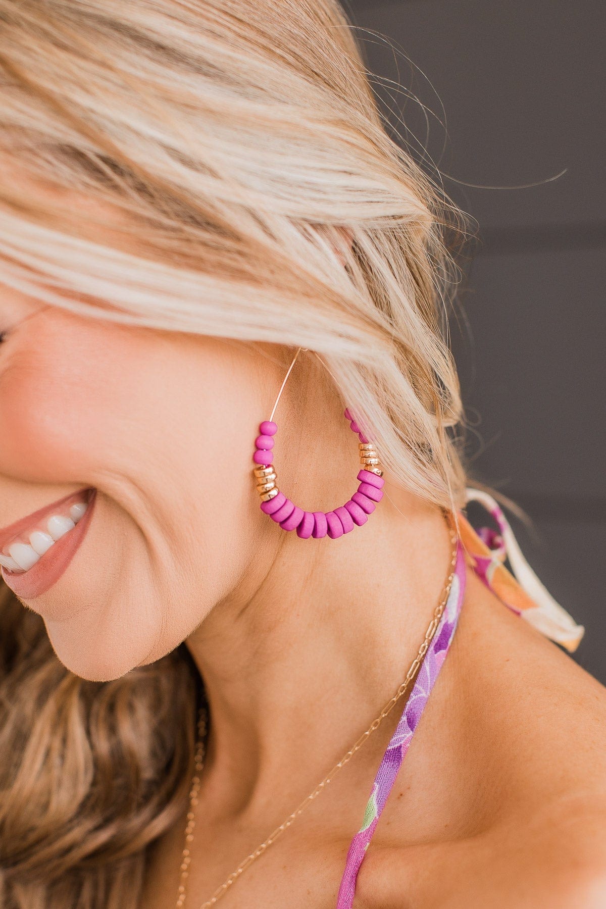 Found True Love Teardrop Dangle Earrings- Magenta