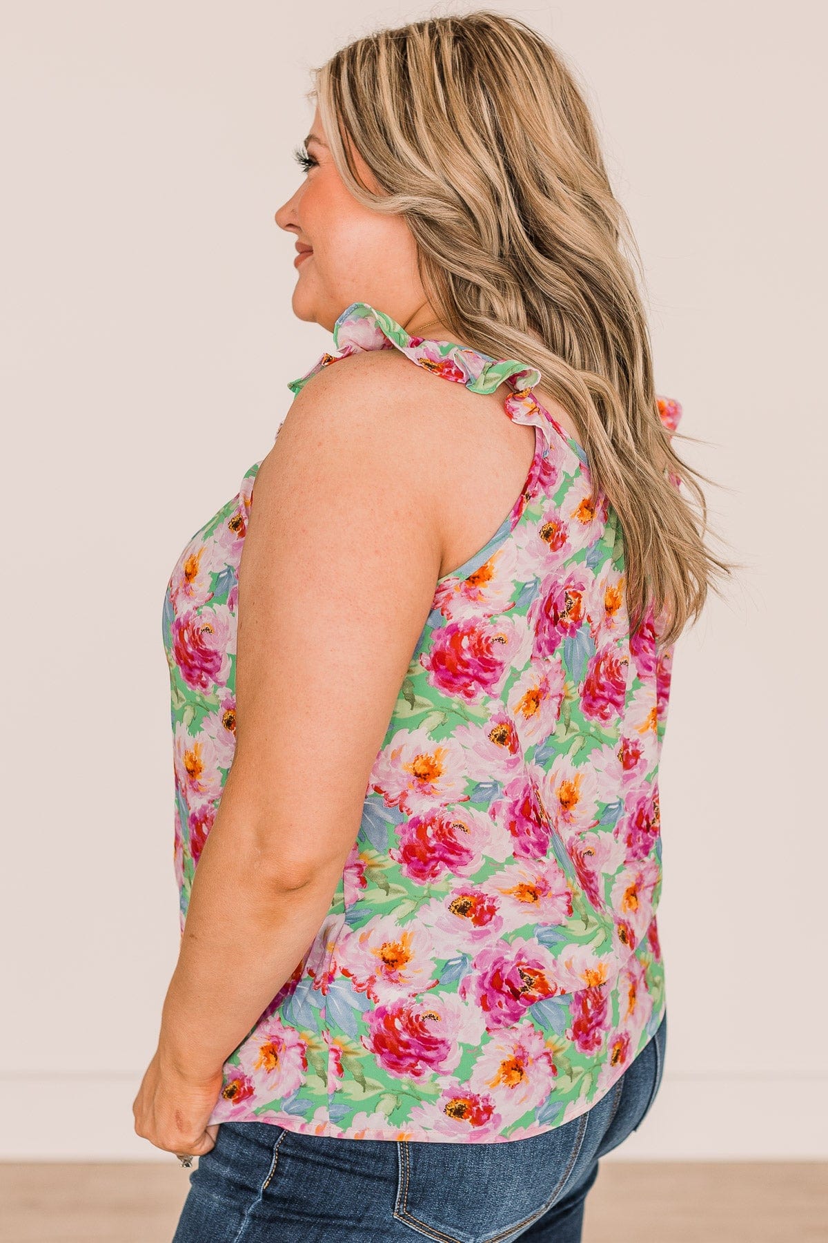 Unbreakable Love Floral Tank Top- Green & Pink