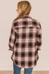 Lovely Seeing You Button Down Flannel- Mauve & Black