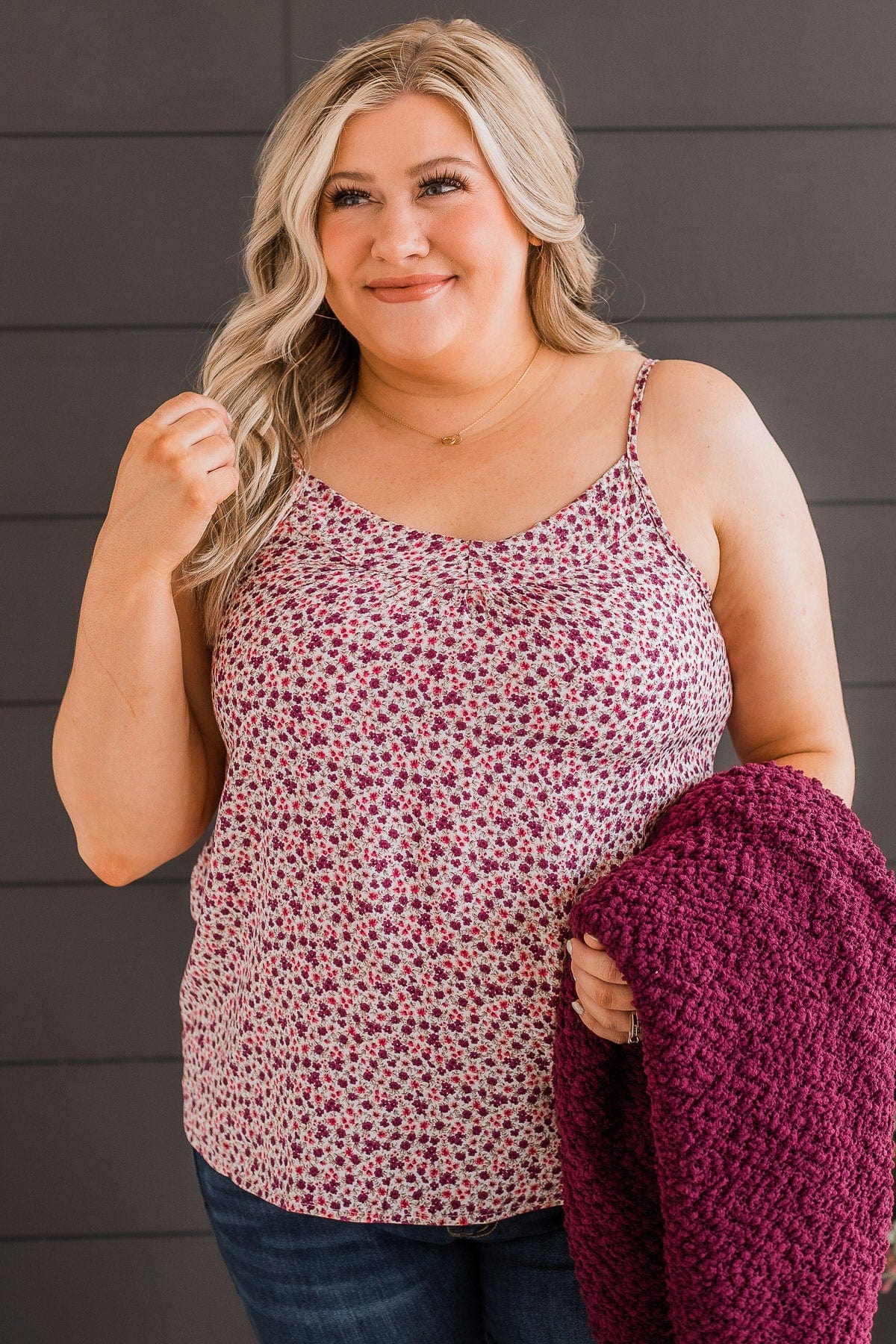 Lost In The Flowers Tank Top- Ivory, Purple, & Pink