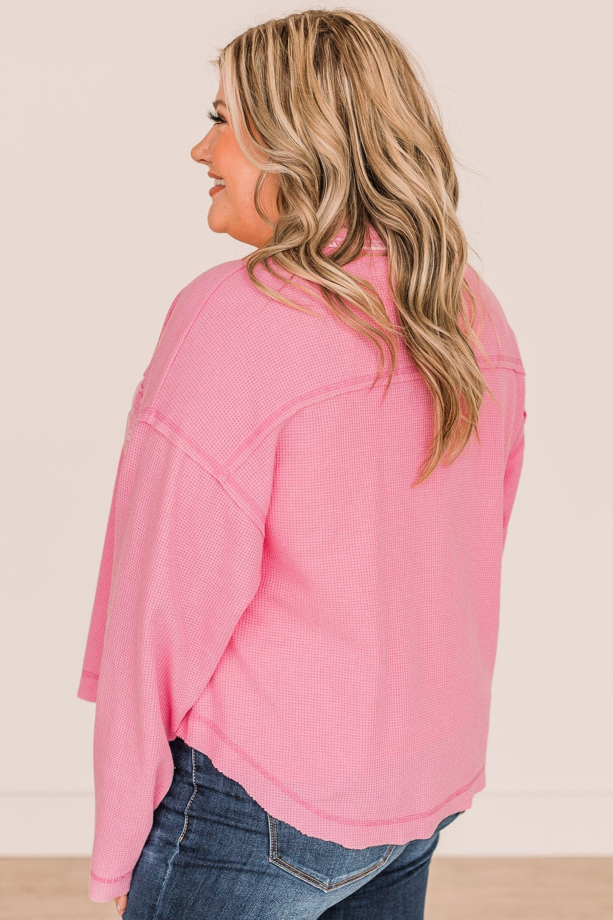 Honorable Mention Lightweight Button Top- Pink