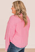 Honorable Mention Lightweight Button Top- Pink