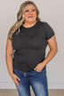 Here For Today Short Sleeve Top- Charcoal