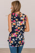 Make It Look Easy Floral Tank Top- Navy