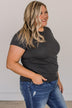 Here For Today Short Sleeve Top- Charcoal
