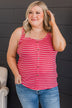 No Matter What Striped Button Tank Top- Coral
