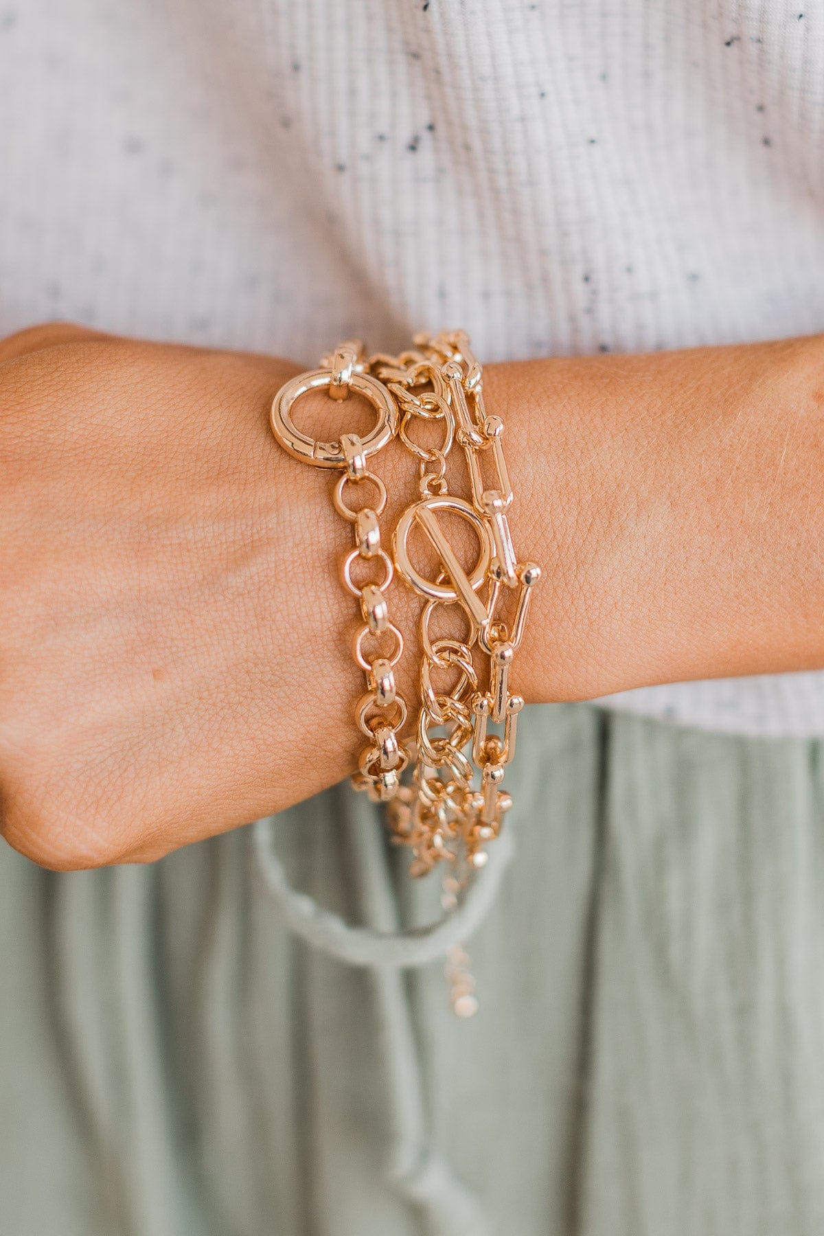 Simply Divine Chain Bracelet Set- Gold