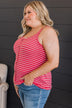 No Matter What Striped Button Tank Top- Coral
