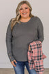 Caught Up In Love Knit Top- Charcoal