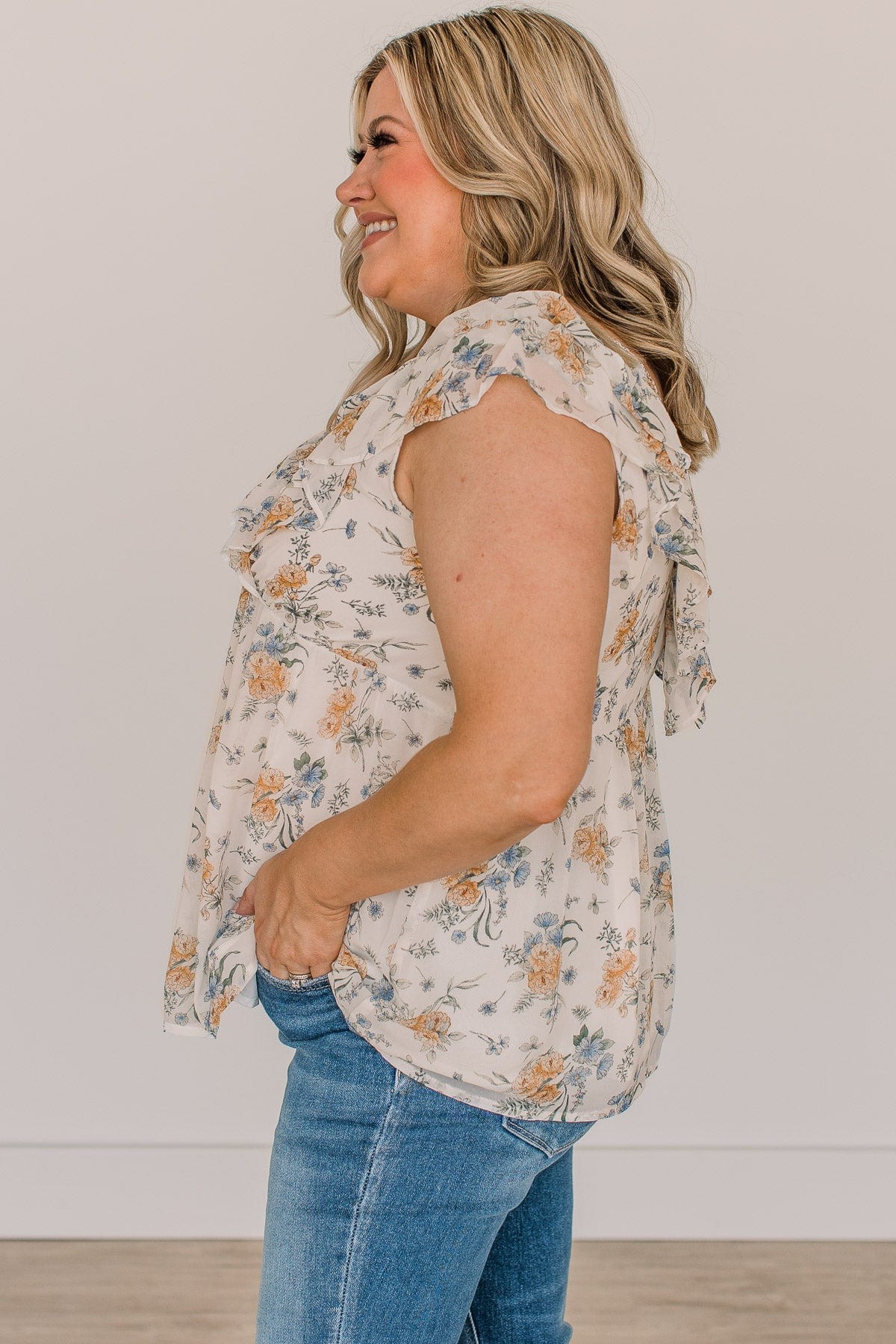 Beloved Moments Floral Blouse- Ivory