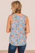 Smitten By You Floral Tank Top- Blue
