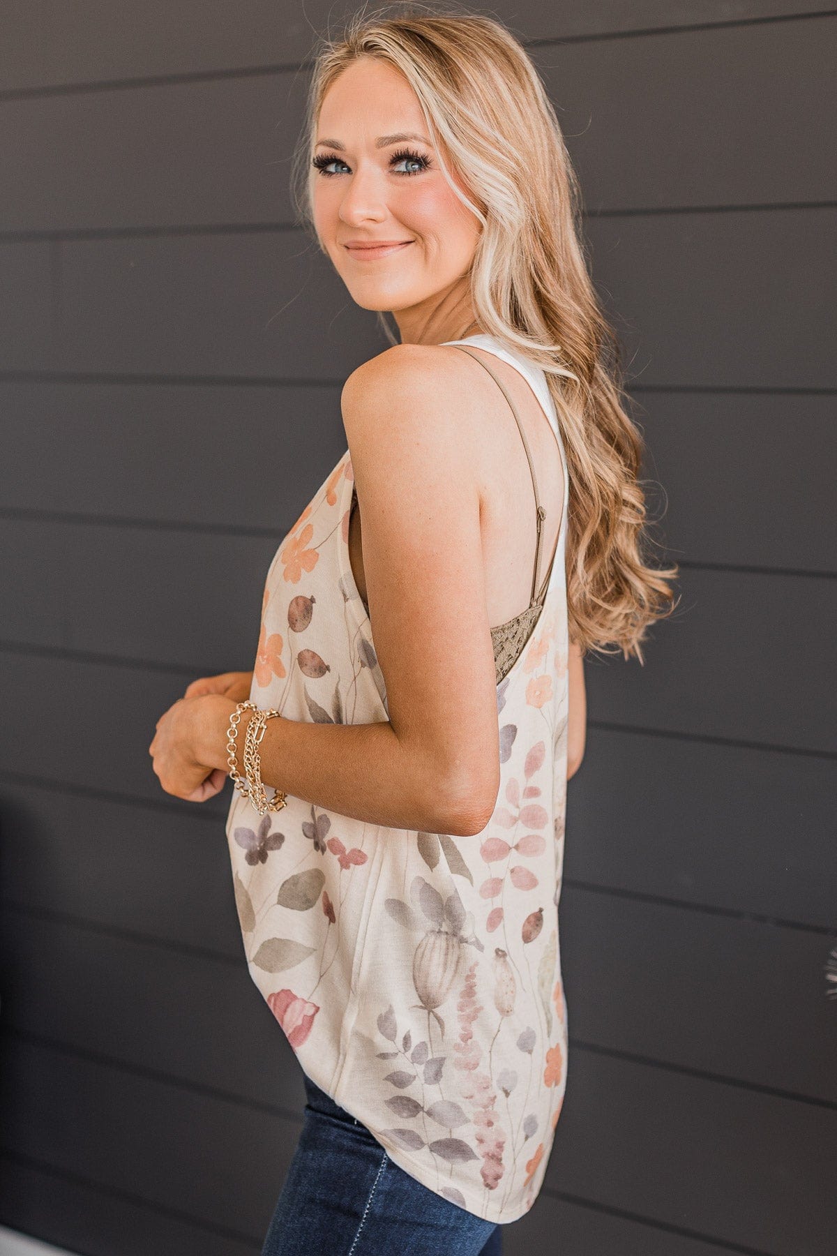 Forever In Bloom Floral Tank Top- Ivory