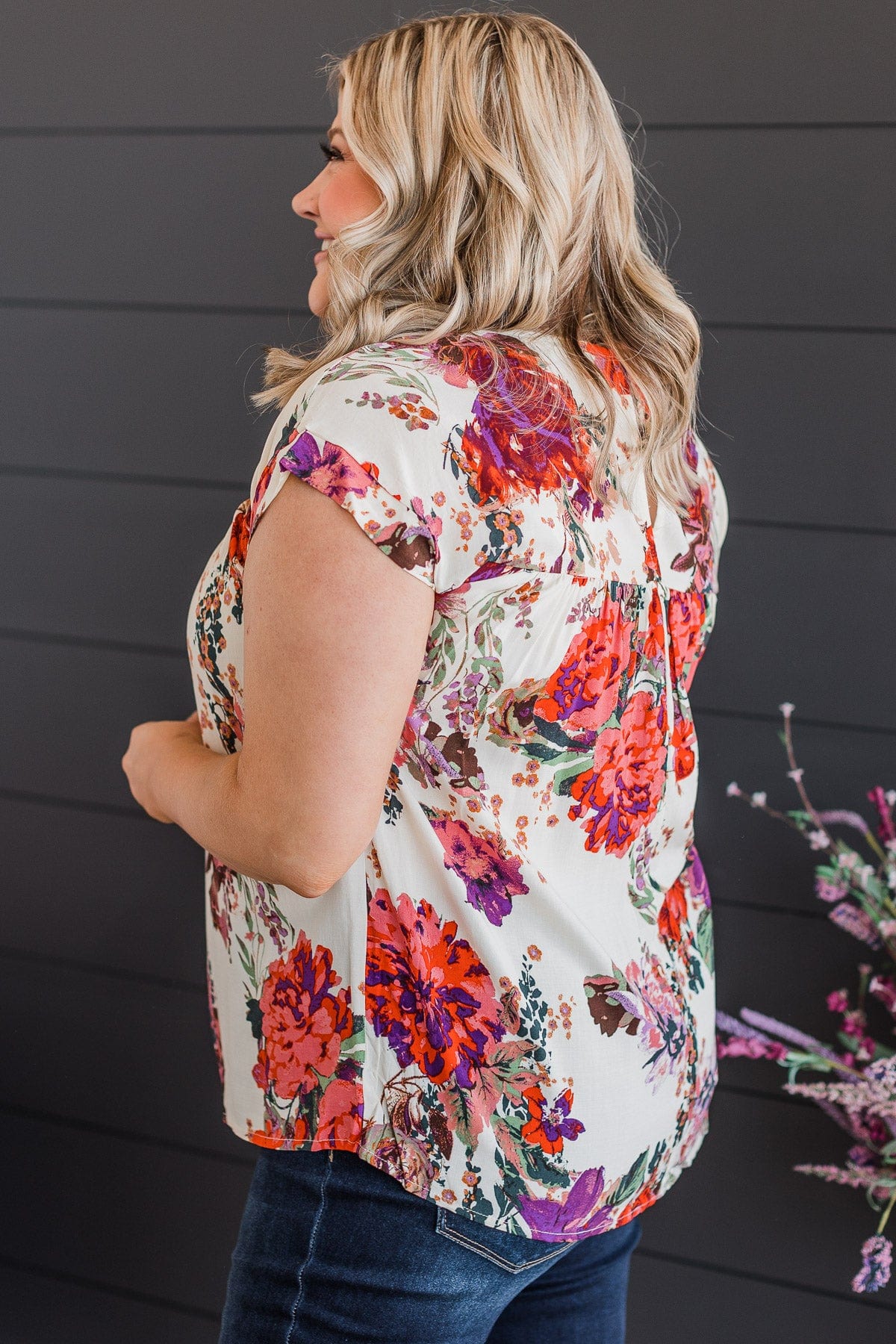 A Good Thing Floral Blouse- Ivory
