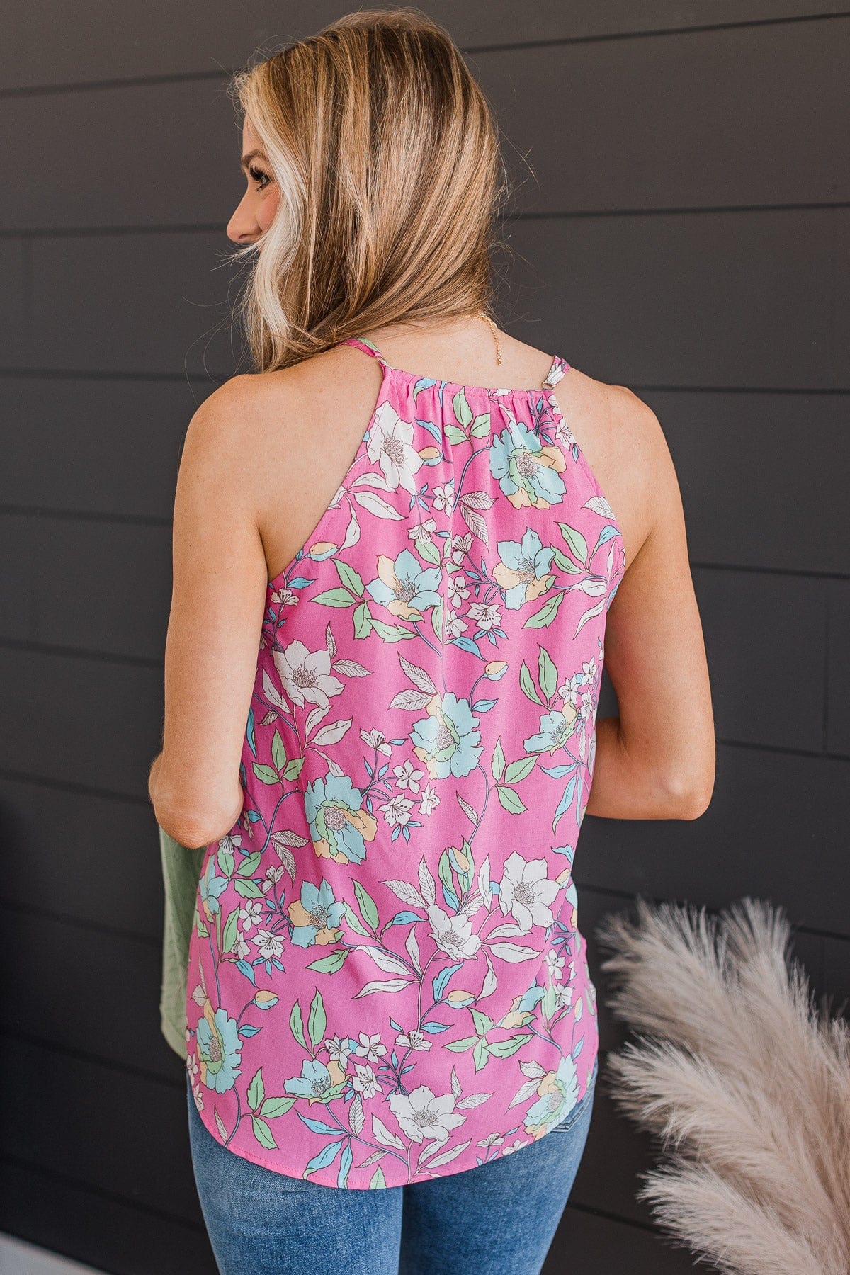 Love What You Do Floral Tank Top- Pink