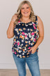 Make It Look Easy Floral Tank Top- Navy