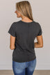 Here For Today Short Sleeve Top- Charcoal