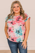 Hearts Desire Floral Top- Ivory, Pink, & Blue