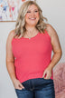 Worth A Shot Ribbed Knit Tank Top- Coral