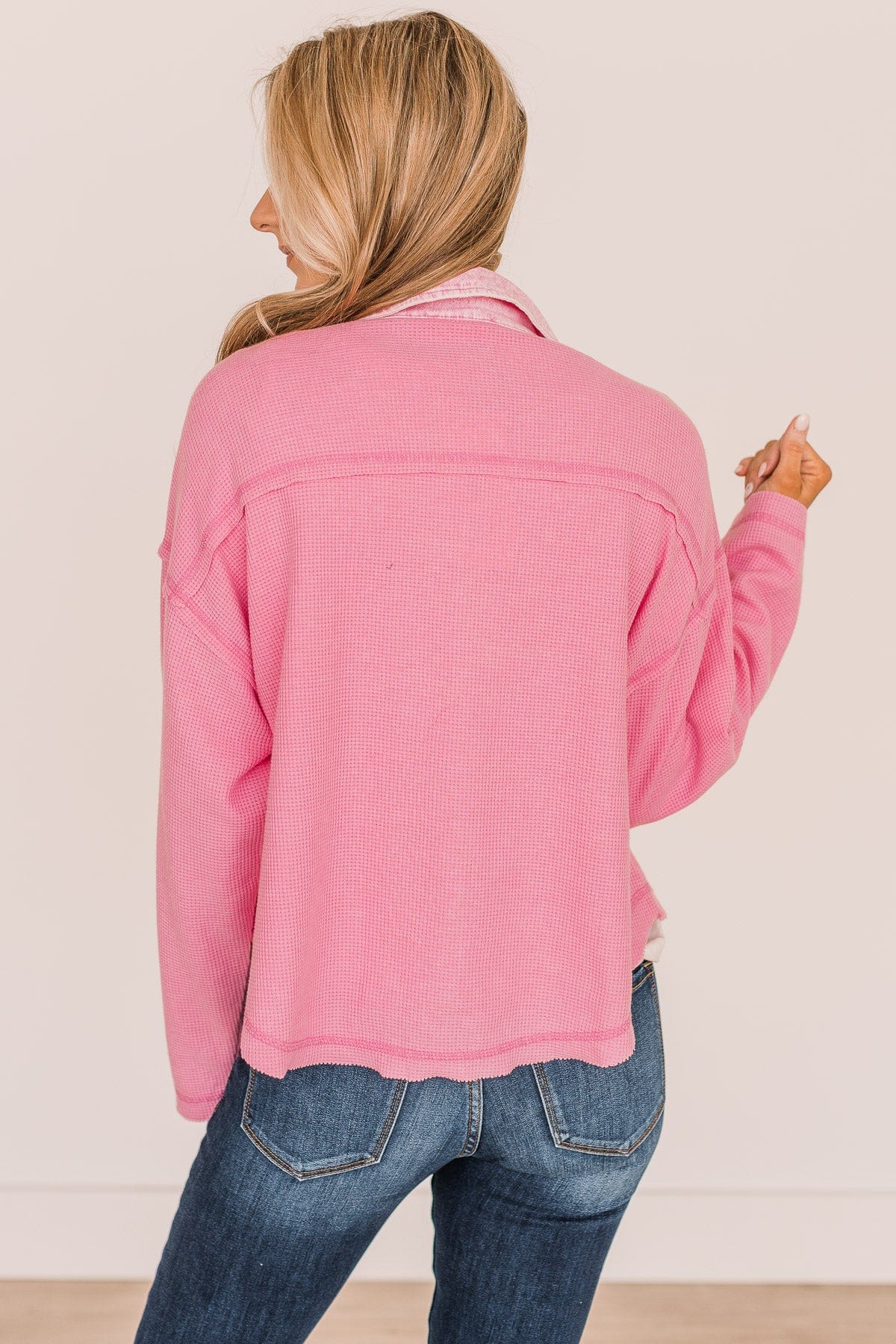 Honorable Mention Lightweight Button Top- Pink