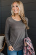 Caught Up In Love Knit Top- Charcoal
