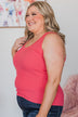 Worth A Shot Ribbed Knit Tank Top- Coral