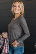 Caught Up In Love Knit Top- Charcoal