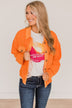 Honorable Mention Lightweight Button Top- Neon Orange