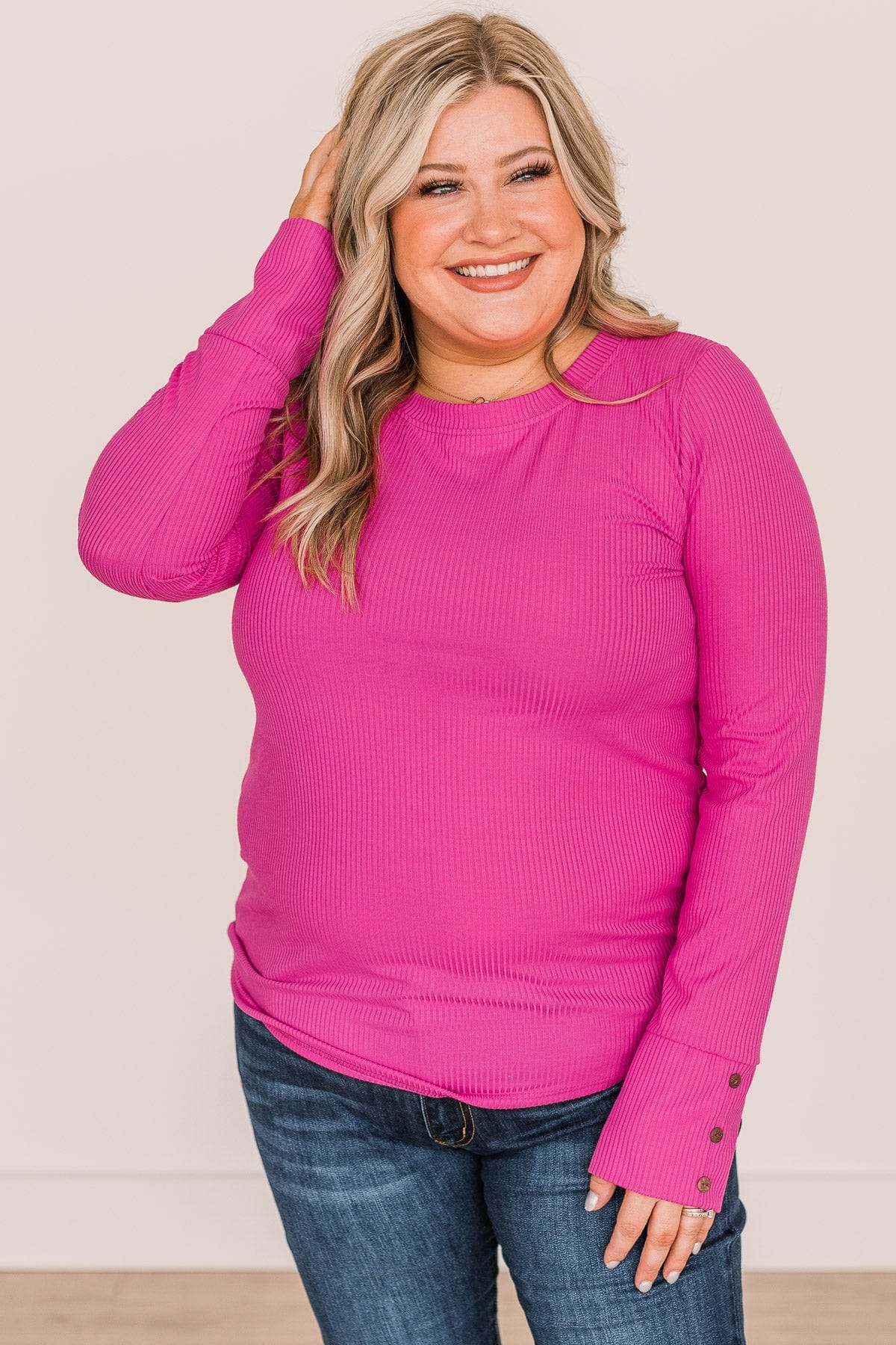 Caught Up In Love Knit Top- Fuchsia