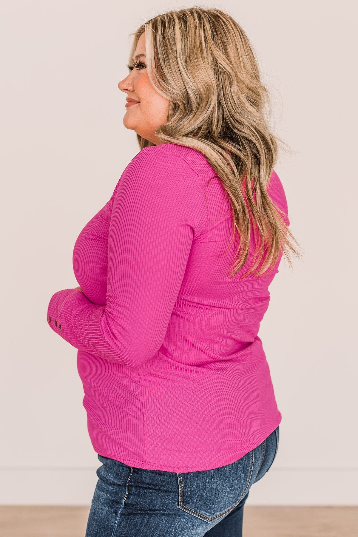 Caught Up In Love Knit Top- Fuchsia