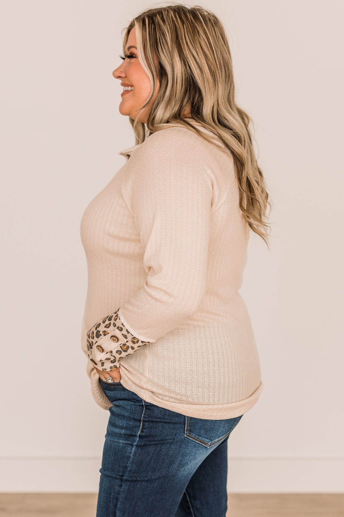 At My Happiest Button Knit Top- Cream